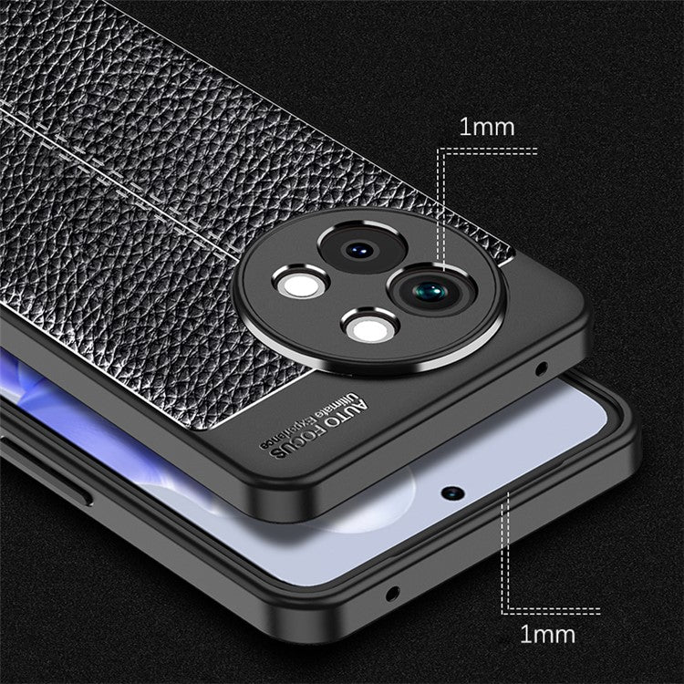 For vivo S18e 5G Soft TPU Case Litchi Texture Protective Phone Cover - Black