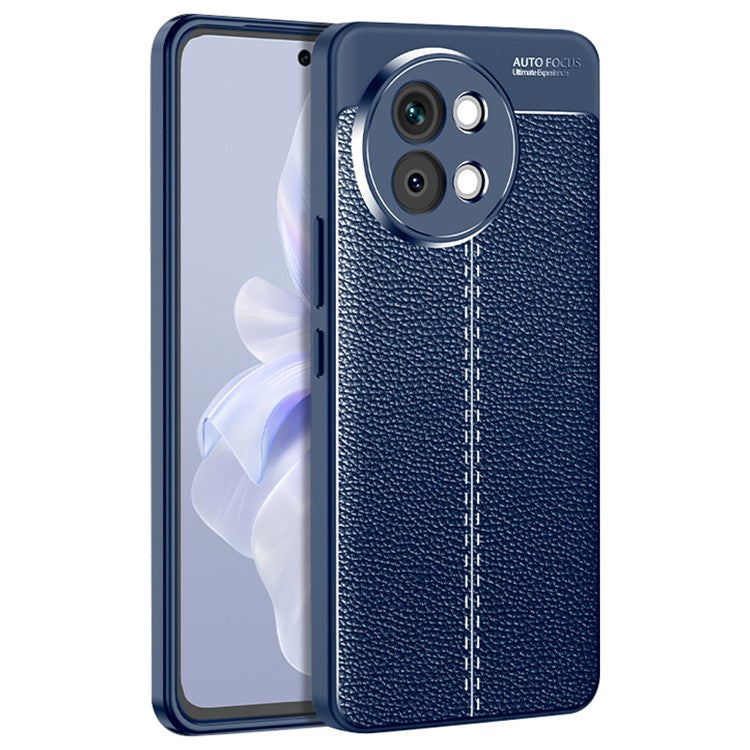 For vivo S18e 5G Soft TPU Case Litchi Texture Protective Phone Cover - Blue