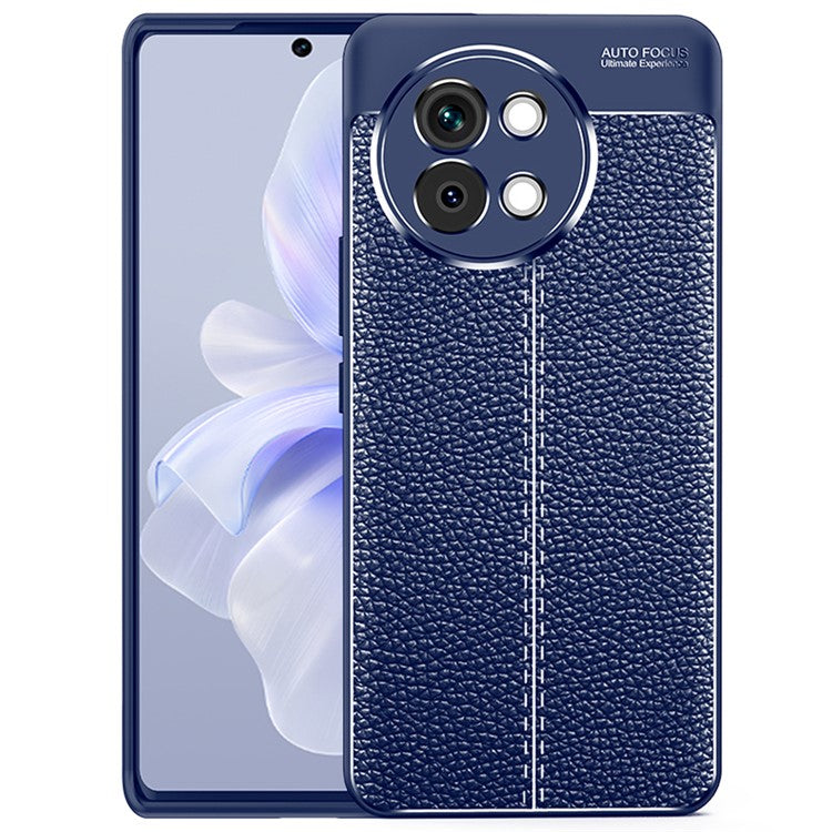 For vivo S18e 5G Soft TPU Case Litchi Texture Protective Phone Cover - Blue