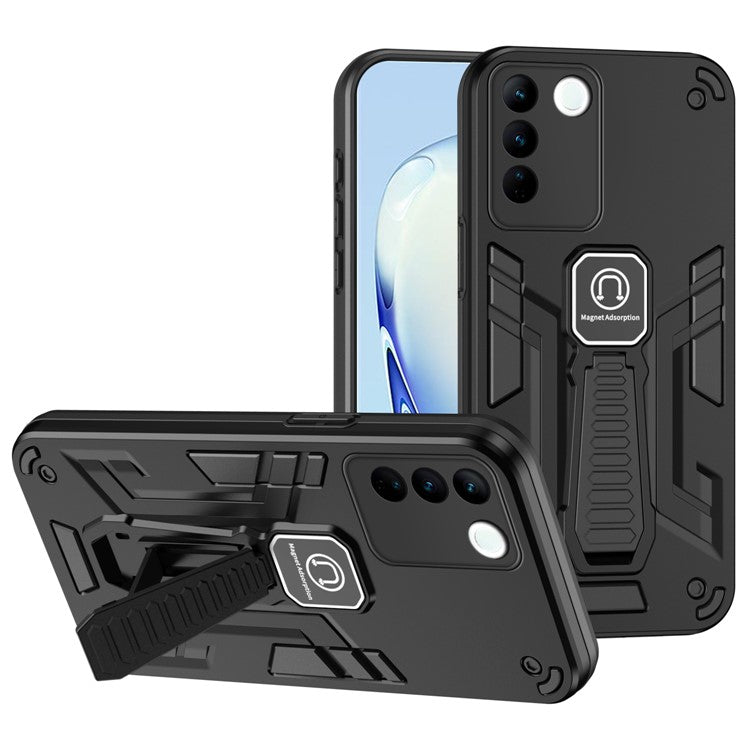 For vivo V27 5G / V27 Pro 5G / S16 / S16 Pro Phone Case Non-Slip Shockproof with Kickstand - Black