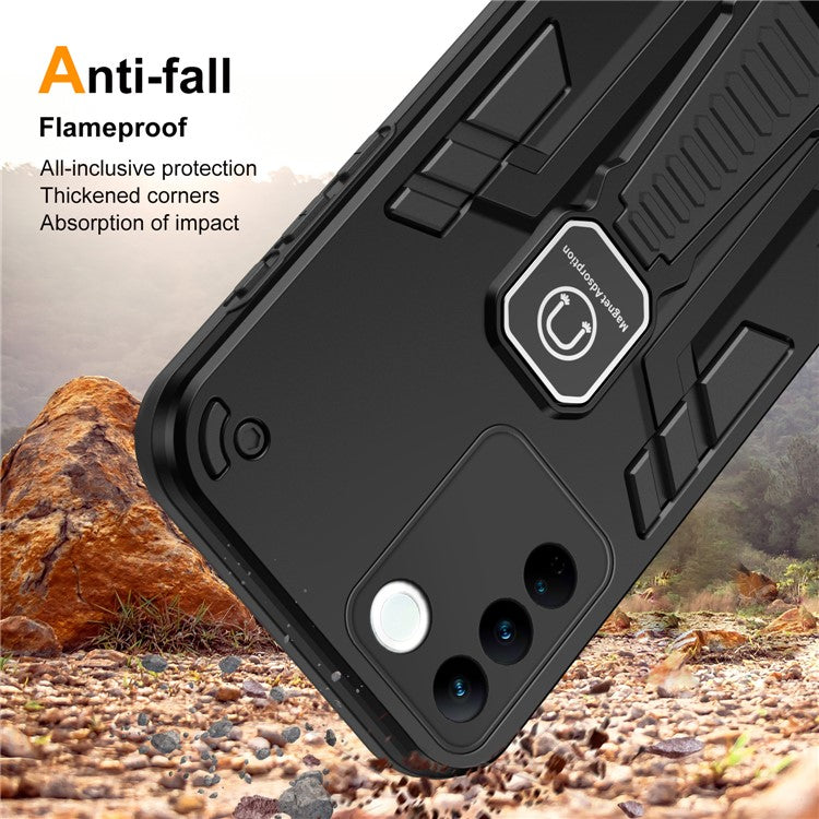 For vivo V27 5G / V27 Pro 5G / S16 / S16 Pro Phone Case Non-Slip Shockproof with Kickstand - Black