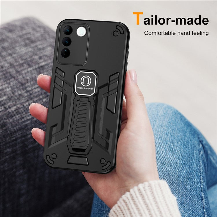 For vivo V27 5G / V27 Pro 5G / S16 / S16 Pro Phone Case Non-Slip Shockproof with Kickstand - Black