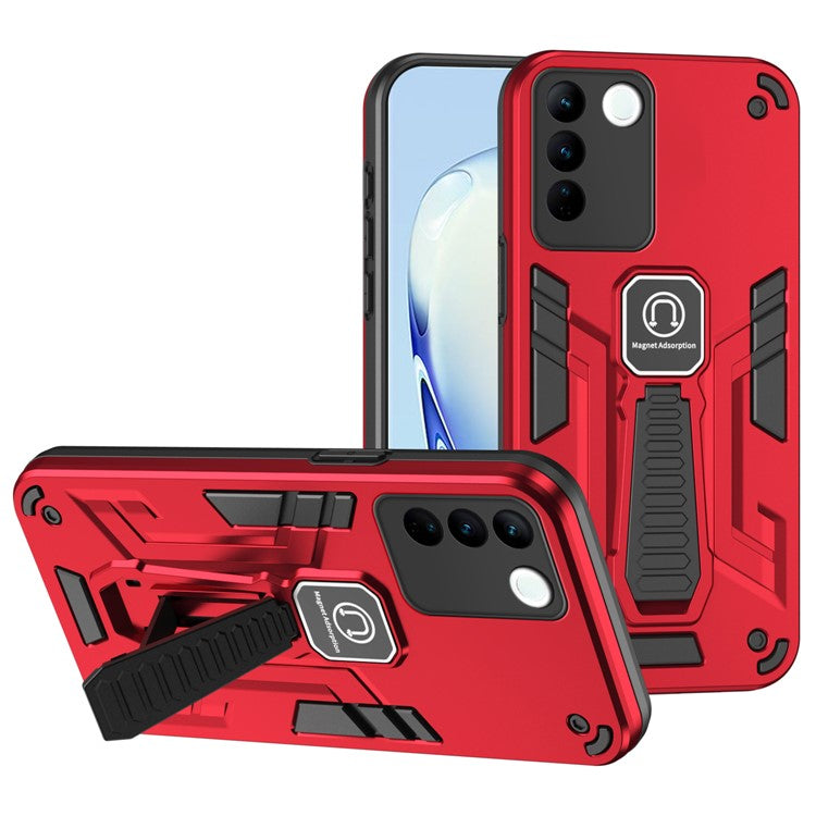 For vivo V27 5G / V27 Pro 5G / S16 / S16 Pro Phone Case Non-Slip Shockproof with Kickstand - Red