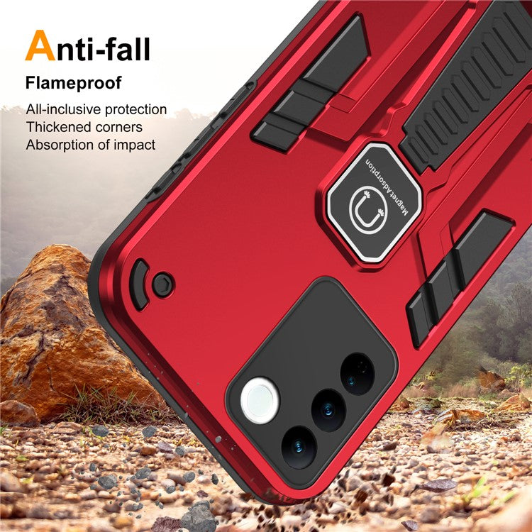 For vivo V27 5G / V27 Pro 5G / S16 / S16 Pro Phone Case Non-Slip Shockproof with Kickstand - Red