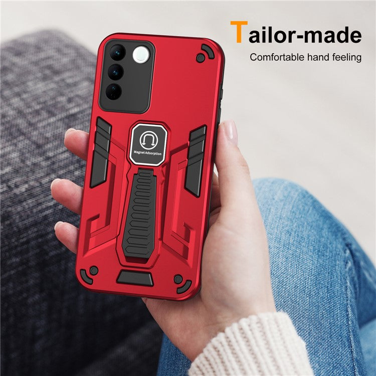 For vivo V27 5G / V27 Pro 5G / S16 / S16 Pro Phone Case Non-Slip Shockproof with Kickstand - Red