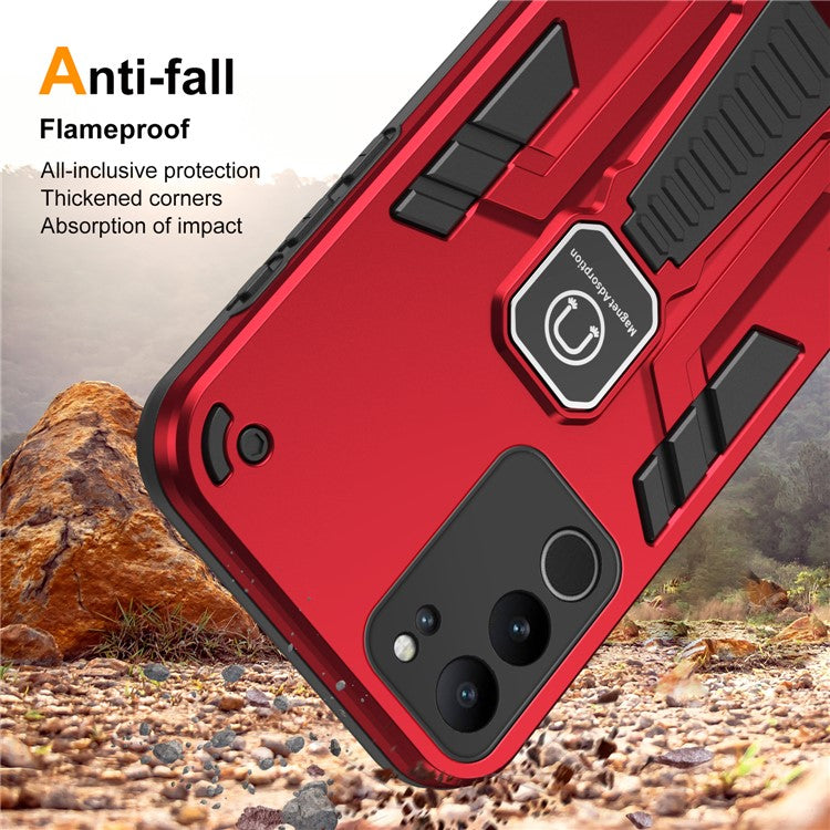 For vivo V29 5G / V29 Pro 5G Phone Case Kickstand Cover Support Magnetic Car Mount - Red