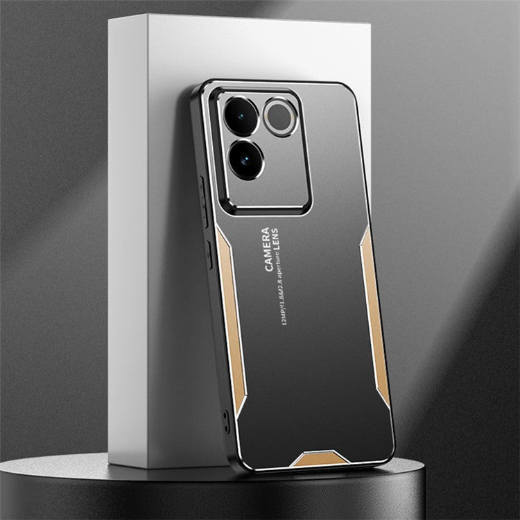 For vivo S17e 5G Cover PC+TPU+Aluminum Alloy Drop-resistant Back Case - Gold