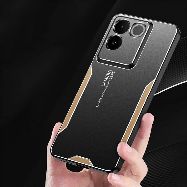 For vivo S17e 5G Cover PC+TPU+Aluminum Alloy Drop-resistant Back Case - Gold