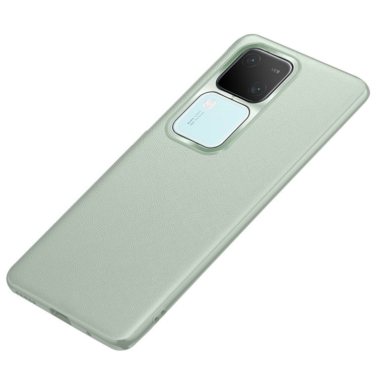 For vivo S18 5G Slim Case Lens Protection Smooth Leather Business Phone Cover - Cyan