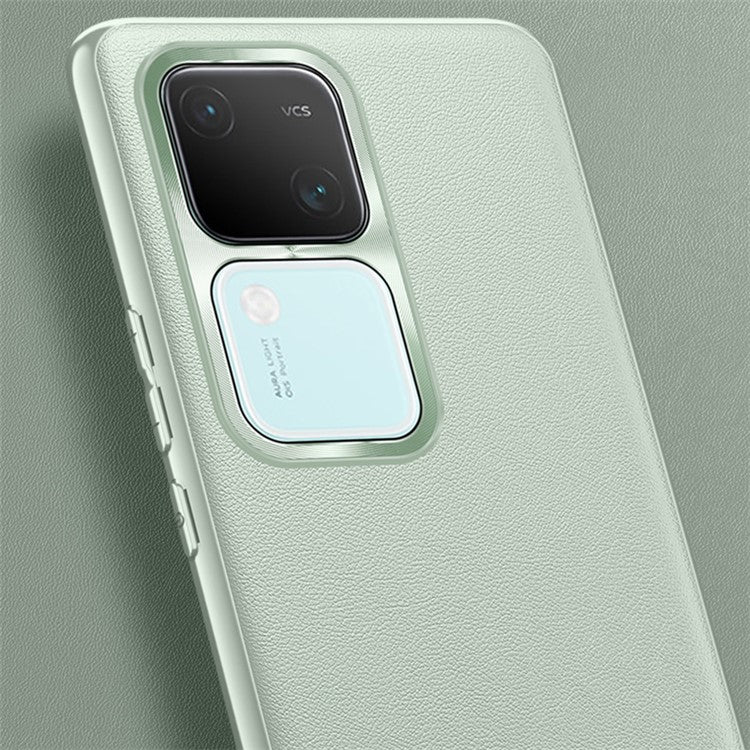 For vivo S18 5G Slim Case Lens Protection Smooth Leather Business Phone Cover - Cyan