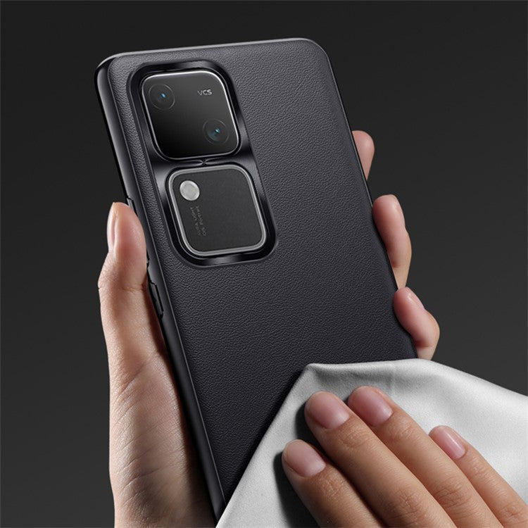 For vivo S18 5G Slim Case Lens Protection Smooth Leather Business Phone Cover - Black