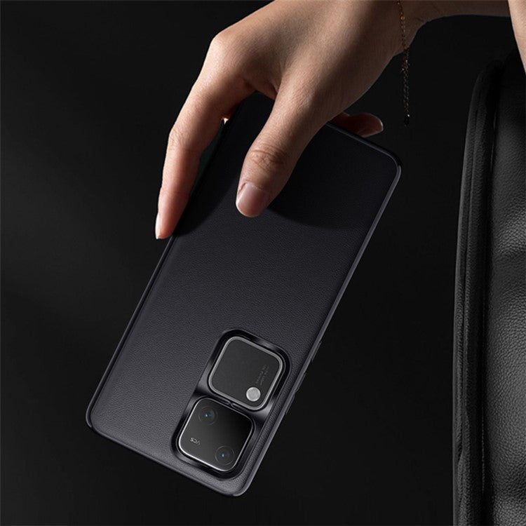 For vivo S18 5G Slim Case Lens Protection Smooth Leather Business Phone Cover - Black