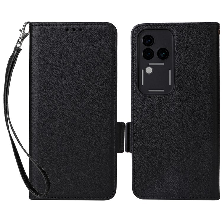 For vivo S18 Pro 5G / V30 Pro 5G Leather Case Wallet Litchi Texture Phone Cover - Black