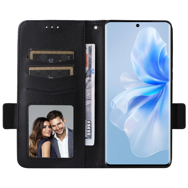 For vivo S18 Pro 5G / V30 Pro 5G Leather Case Wallet Litchi Texture Phone Cover - Black