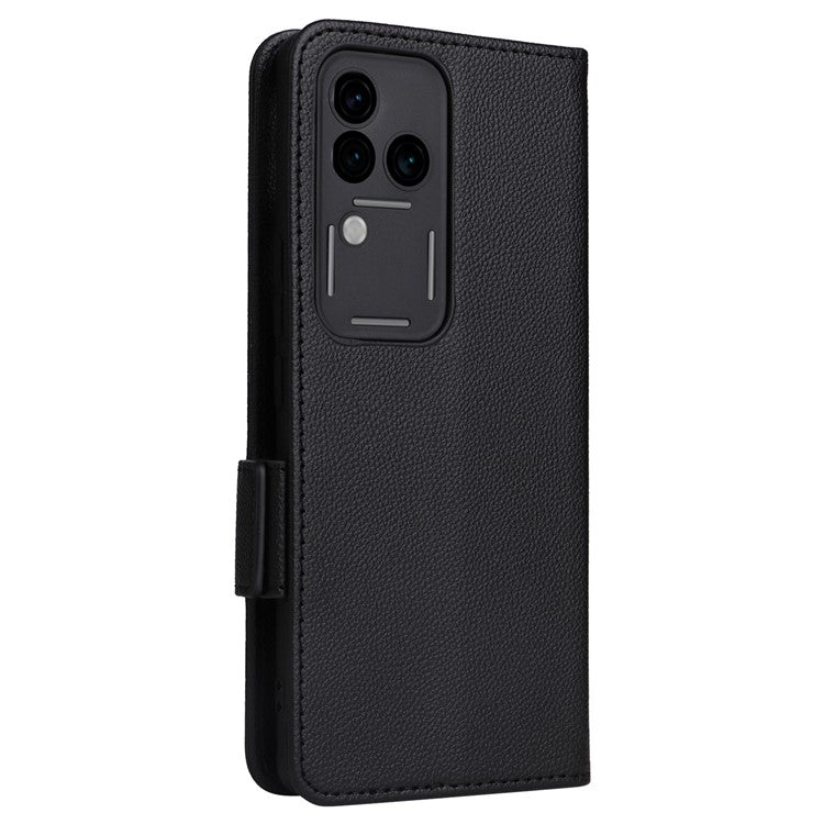 For vivo S18 Pro 5G / V30 Pro 5G Leather Case Wallet Litchi Texture Phone Cover - Black