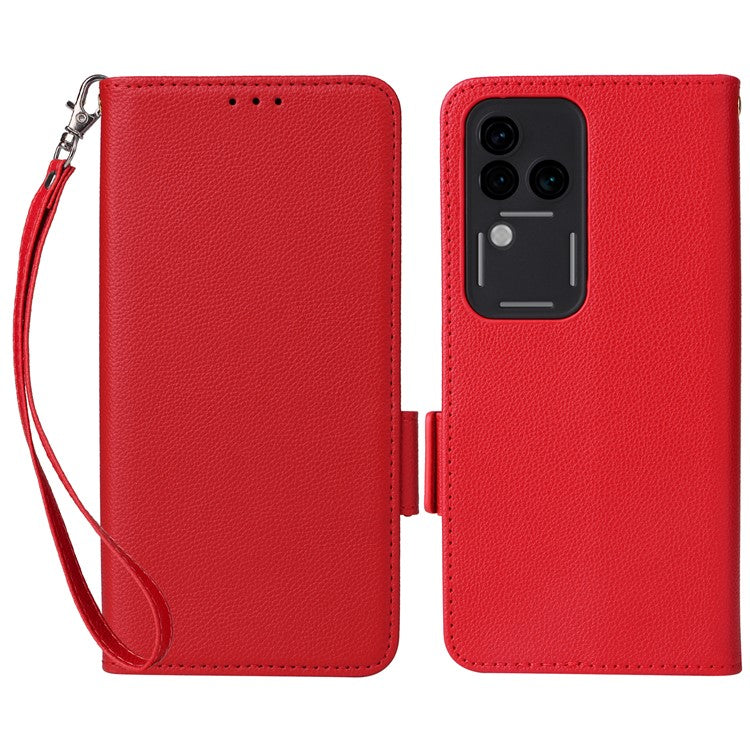 For vivo S18 Pro 5G / V30 Pro 5G Leather Case Wallet Litchi Texture Phone Cover - Red