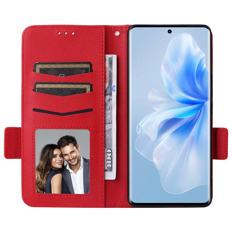 For vivo S18 Pro 5G / V30 Pro 5G Leather Case Wallet Litchi Texture Phone Cover - Red