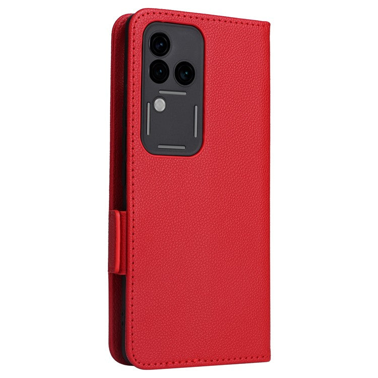 For vivo S18 Pro 5G / V30 Pro 5G Leather Case Wallet Litchi Texture Phone Cover - Red