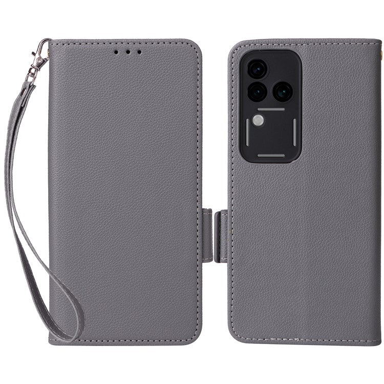 For vivo S18 Pro 5G / V30 Pro 5G Leather Case Wallet Litchi Texture Phone Cover - Grey