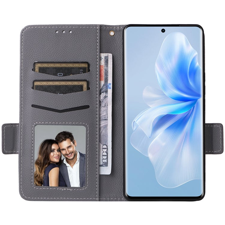 For vivo S18 Pro 5G / V30 Pro 5G Leather Case Wallet Litchi Texture Phone Cover - Grey