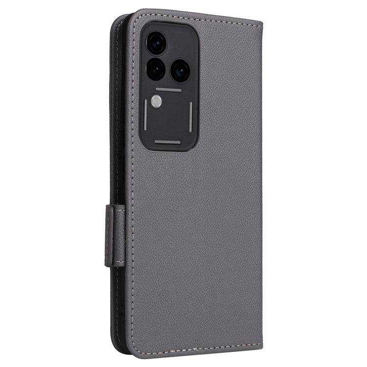 For vivo S18 Pro 5G / V30 Pro 5G Leather Case Wallet Litchi Texture Phone Cover - Grey