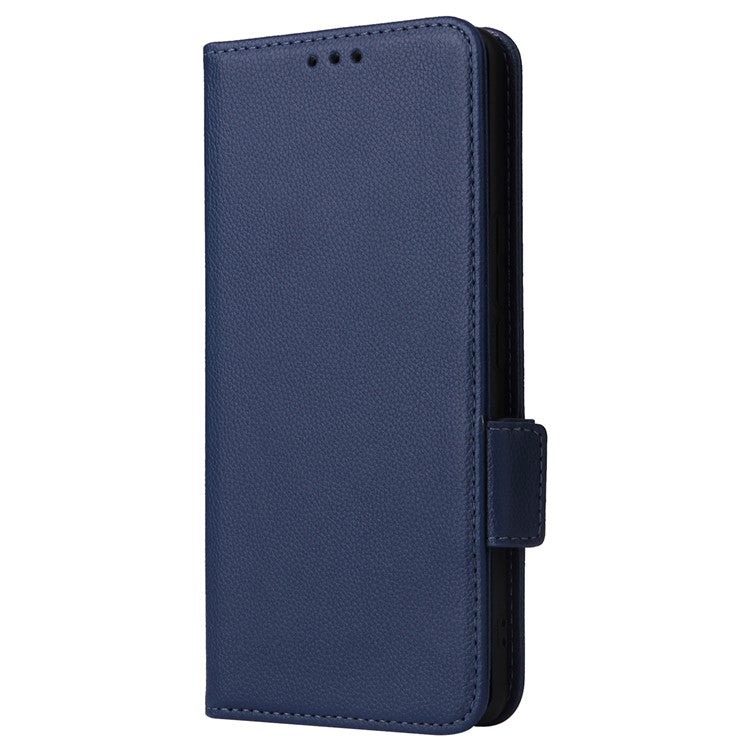 For vivo S18 Pro 5G / V30 Pro 5G Leather Case Wallet Litchi Texture Phone Cover - Dark Blue