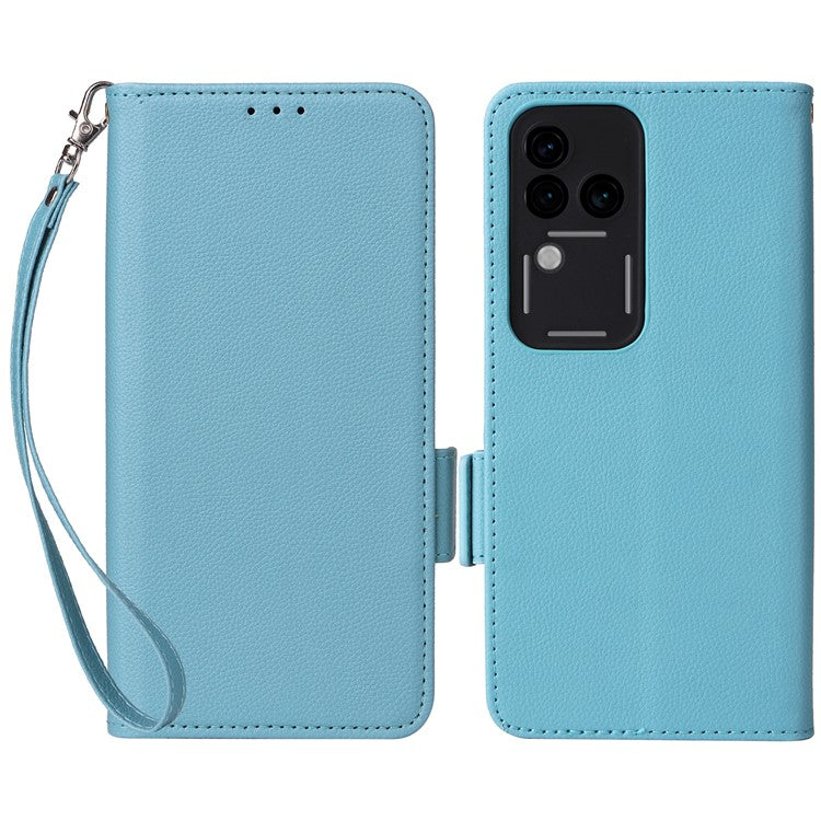 For vivo S18 Pro 5G / V30 Pro 5G Leather Case Wallet Litchi Texture Phone Cover - Baby Blue