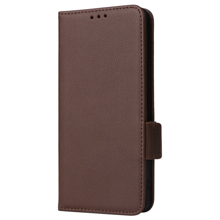 For vivo S18 Pro 5G / V30 Pro 5G Leather Case Wallet Litchi Texture Phone Cover - Brown