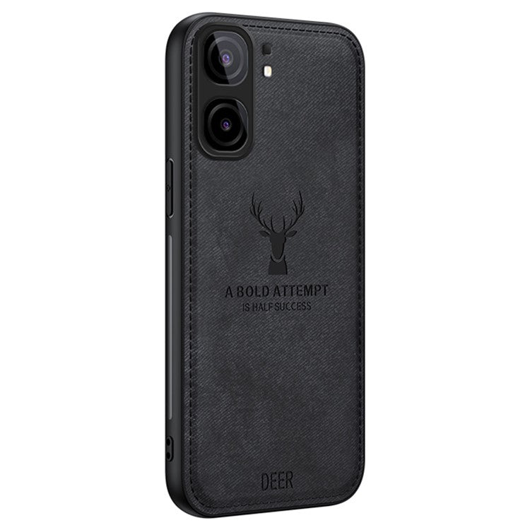 For vivo iQOO Neo9 5G Case Deer Pattern Cloth Texture Phone Back Cover - Black