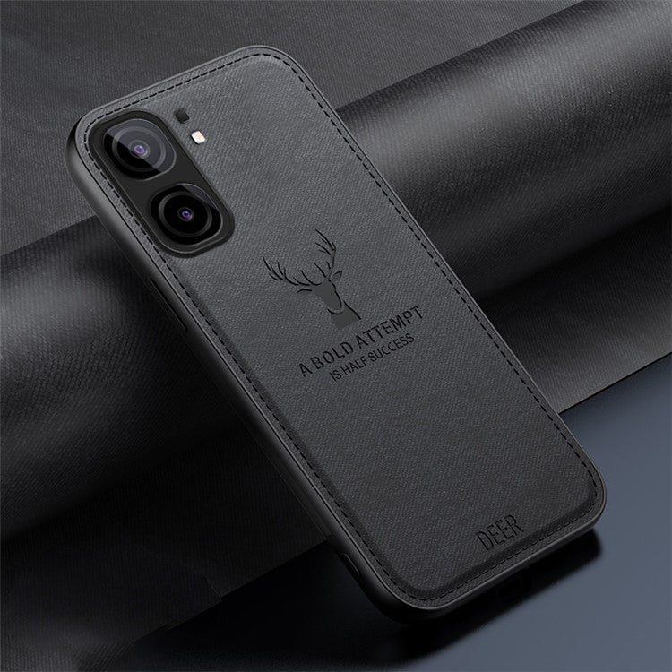 For vivo iQOO Neo9 5G Case Deer Pattern Cloth Texture Phone Back Cover - Black