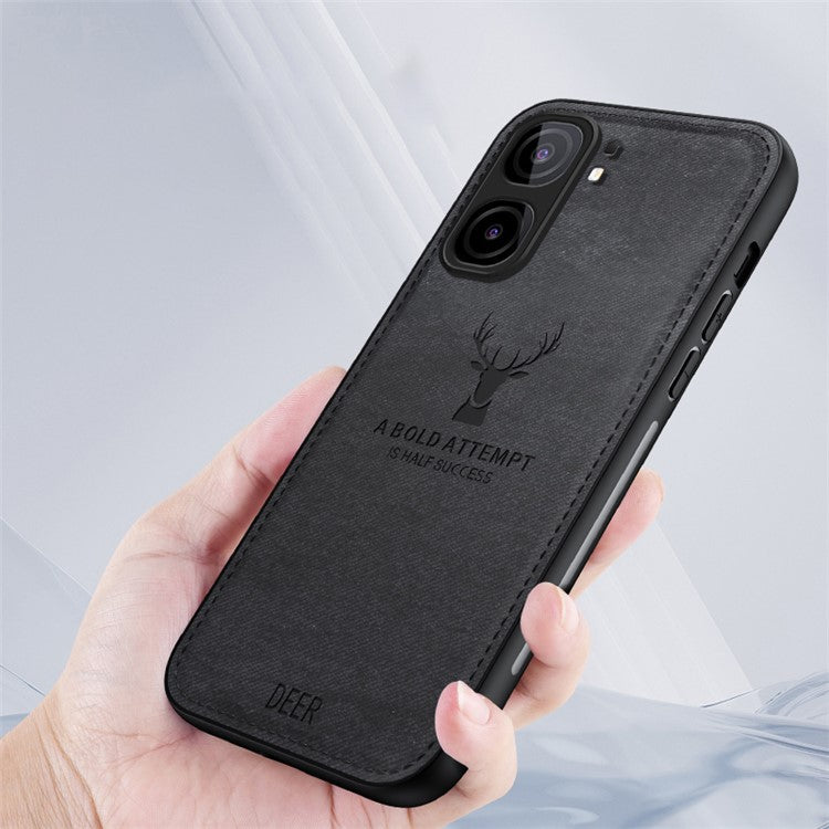 For vivo iQOO Neo9 5G Case Deer Pattern Cloth Texture Phone Back Cover - Black