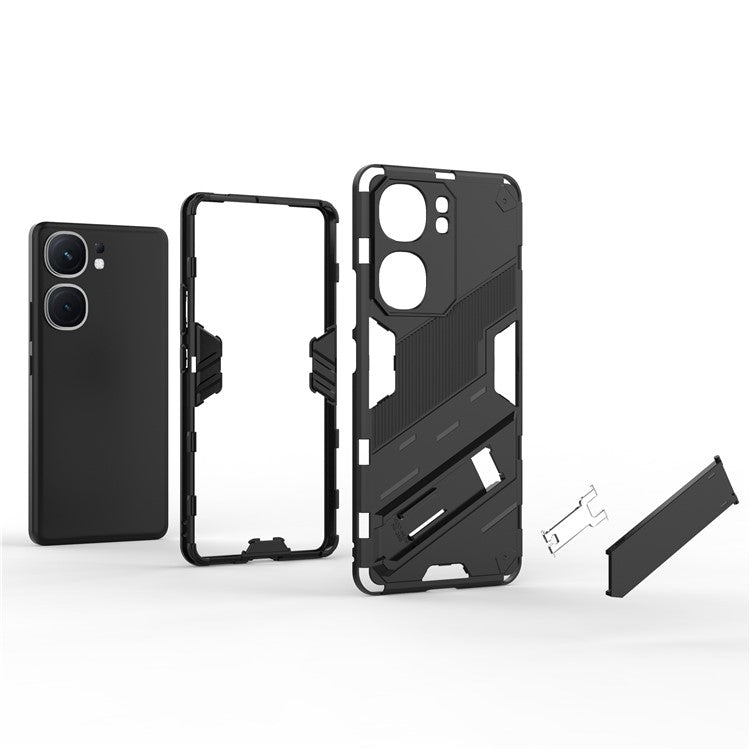 For vivo iQOO Neo9 5G Phone Case Kickstand PC+TPU Anti-drop Cover - Black