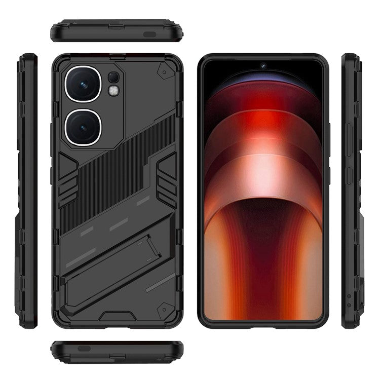 For vivo iQOO Neo9 5G Phone Case Kickstand PC+TPU Anti-drop Cover - Black