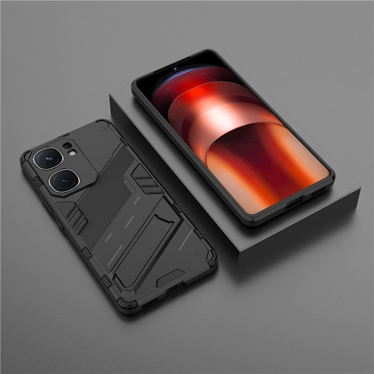 For vivo iQOO Neo9 5G Phone Case Kickstand PC+TPU Anti-drop Cover - Black