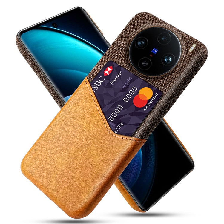 For vivo X100 Pro 5G Protective Case with Card Holder PU Leather+PC Scratch Resistant - Orange