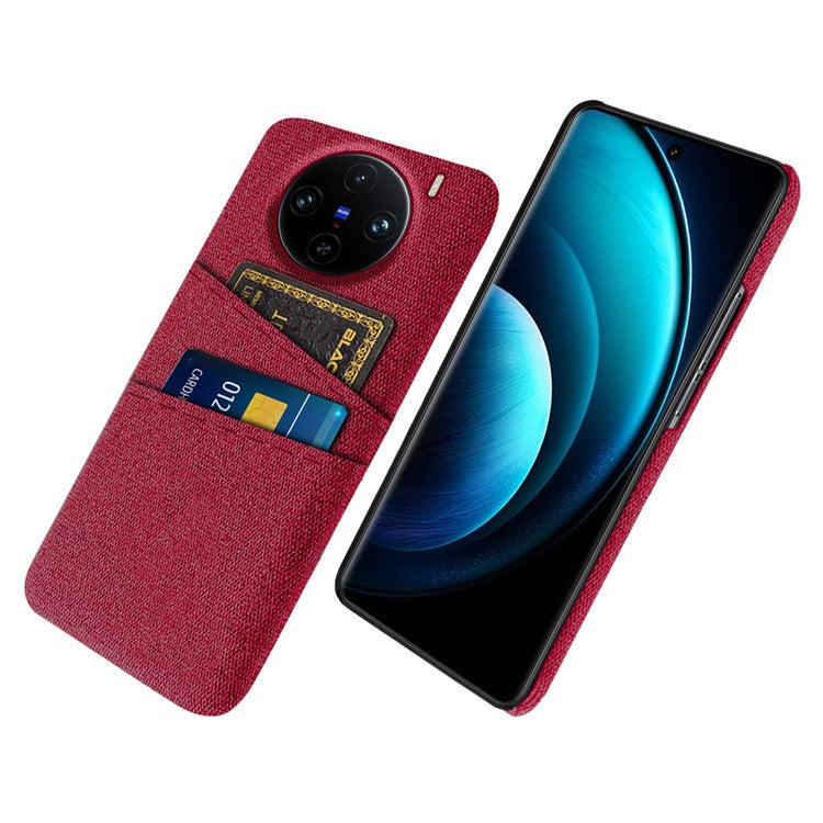 For vivo X100 Pro 5G Cell Phone Case Dual Card Slots Hard PC Back Shell - Red