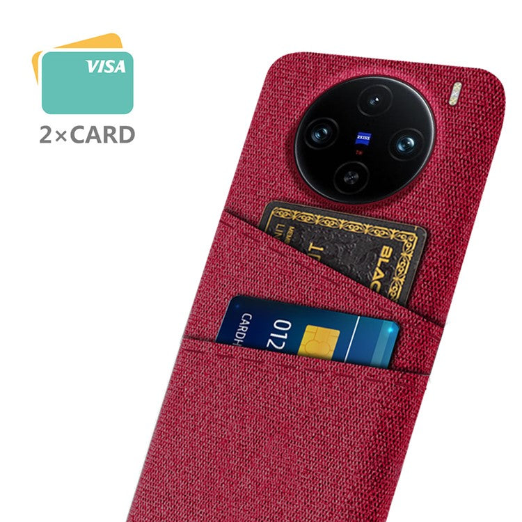 For vivo X100 Pro 5G Cell Phone Case Dual Card Slots Hard PC Back Shell - Red