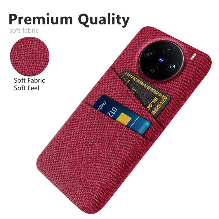 For vivo X100 Pro 5G Cell Phone Case Dual Card Slots Hard PC Back Shell - Red