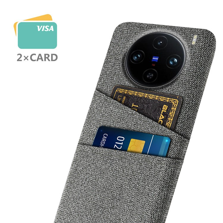 For vivo X100 Pro 5G Cell Phone Case Dual Card Slots Hard PC Back Shell - Grey