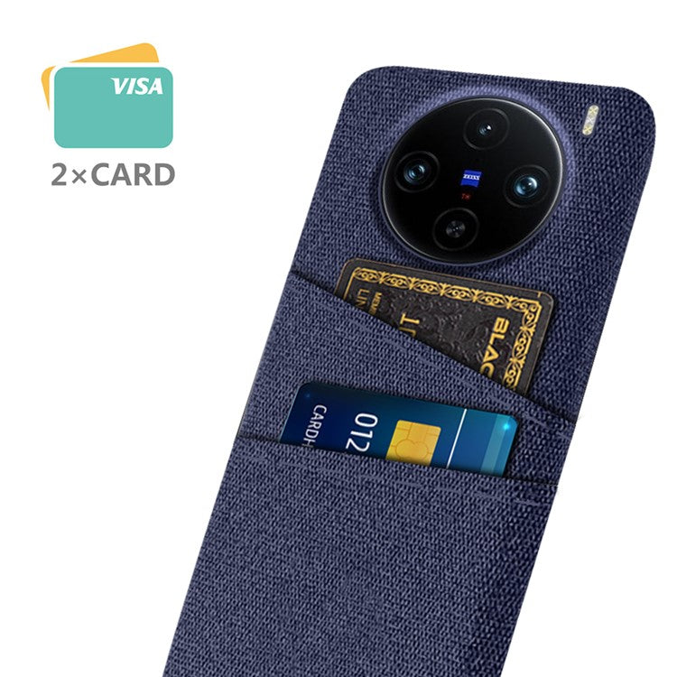 For vivo X100 Pro 5G Cell Phone Case Dual Card Slots Hard PC Back Shell - Blue