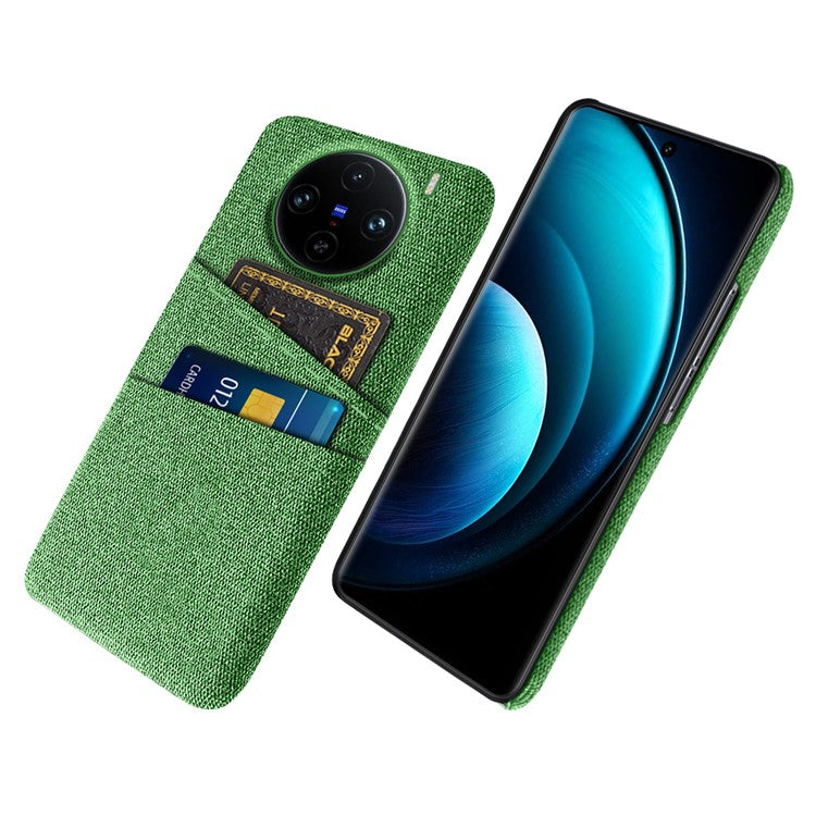 For vivo X100 Pro 5G Cell Phone Case Dual Card Slots Hard PC Back Shell - Green