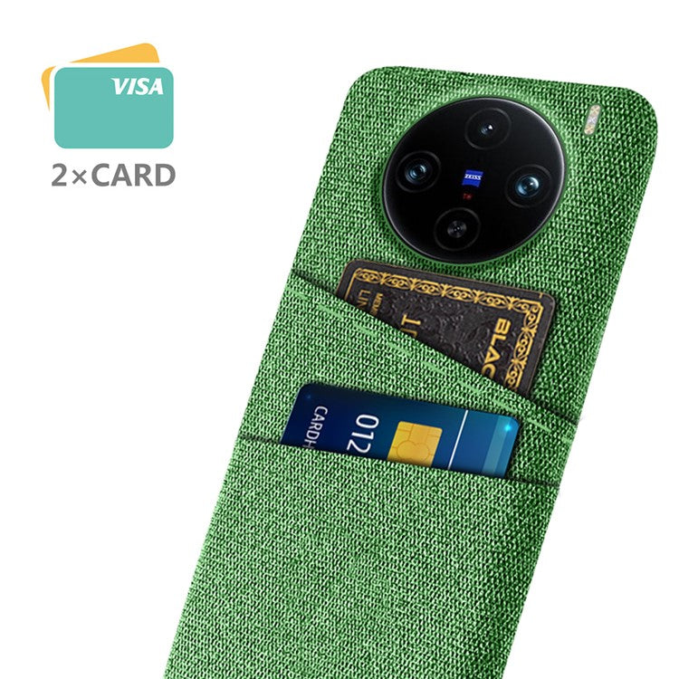 For vivo X100 Pro 5G Cell Phone Case Dual Card Slots Hard PC Back Shell - Green