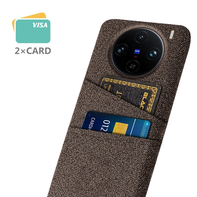 For vivo X100 Pro 5G Cell Phone Case Dual Card Slots Hard PC Back Shell - Brown