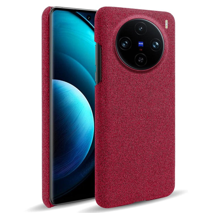 For vivo X100 Pro 5G Case PC+Cloth Shockproof Slim Phone Cover - Red