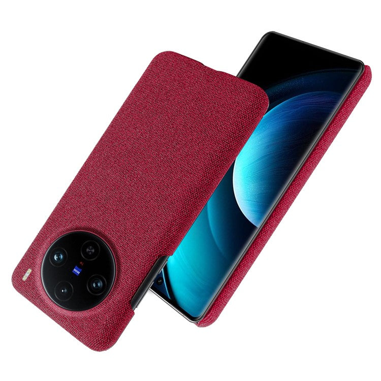 For vivo X100 Pro 5G Case PC+Cloth Shockproof Slim Phone Cover - Red