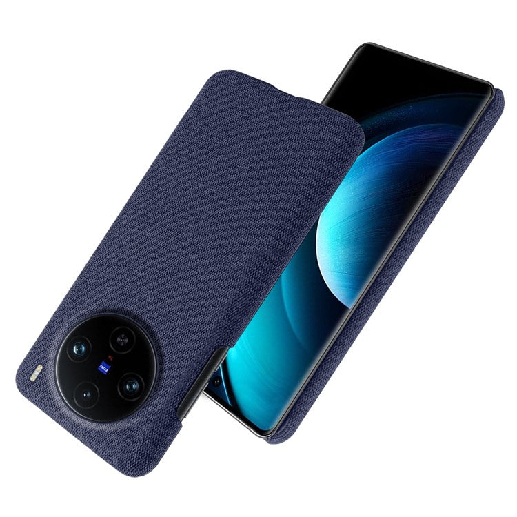 For vivo X100 Pro 5G Case PC+Cloth Shockproof Slim Phone Cover - Blue