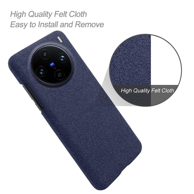 For vivo X100 Pro 5G Case PC+Cloth Shockproof Slim Phone Cover - Blue