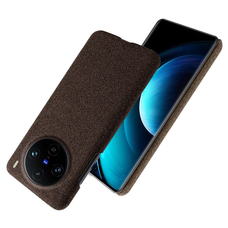 For vivo X100 Pro 5G Case PC+Cloth Shockproof Slim Phone Cover - Brown