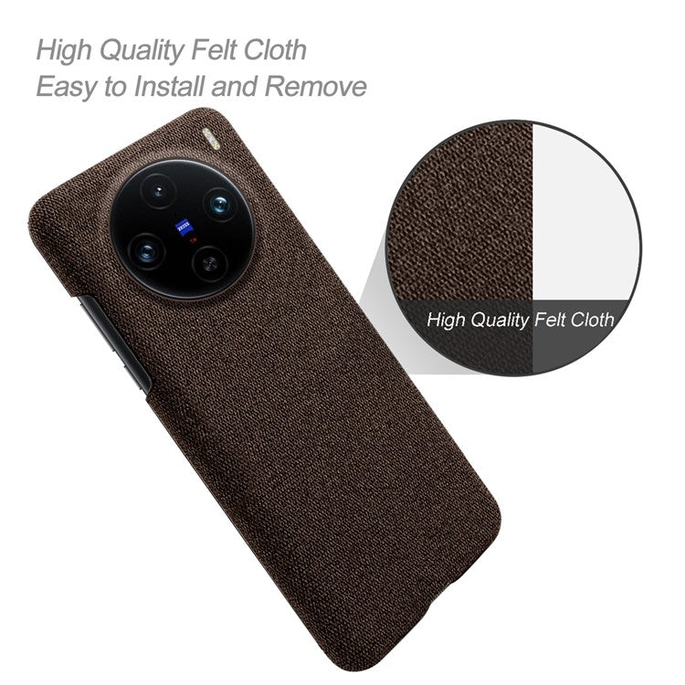 For vivo X100 Pro 5G Case PC+Cloth Shockproof Slim Phone Cover - Brown