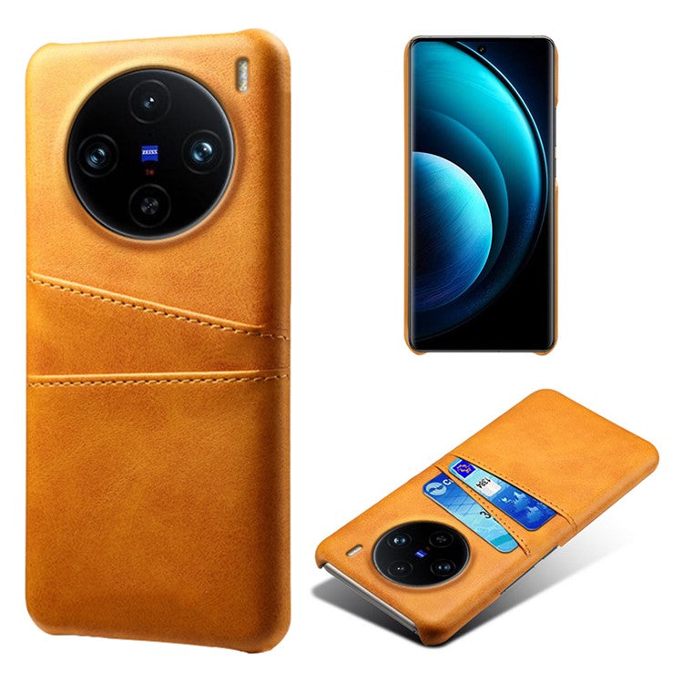 For vivo X100 Pro 5G Phone Case Dual Card Slots Protective Cover - Orange